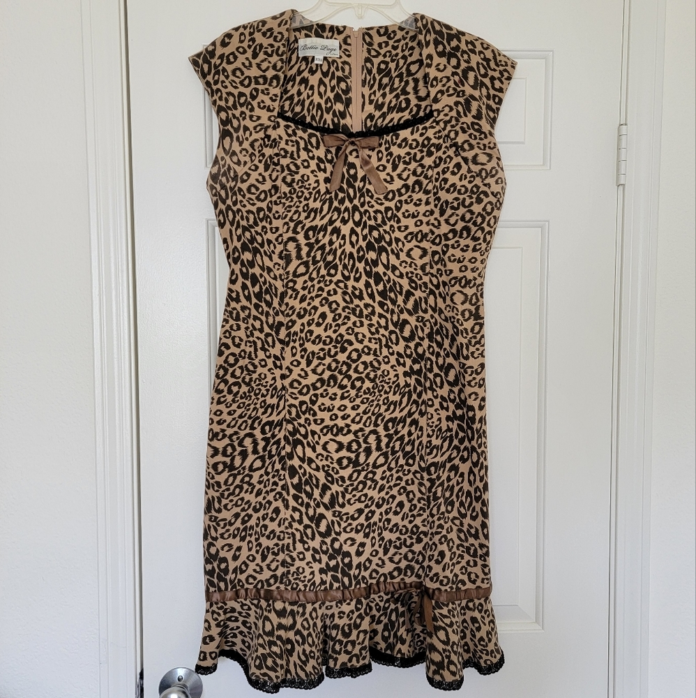 Vintage Bettie Page LV Leopard Print Wiggle Dress